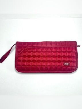 LUG Red Tandem Quilted Tango Zip Around Wallet Travel Passport Doc Holder
